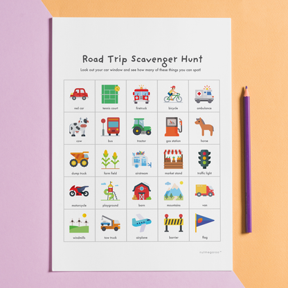 road trip scavenger hunt printable free