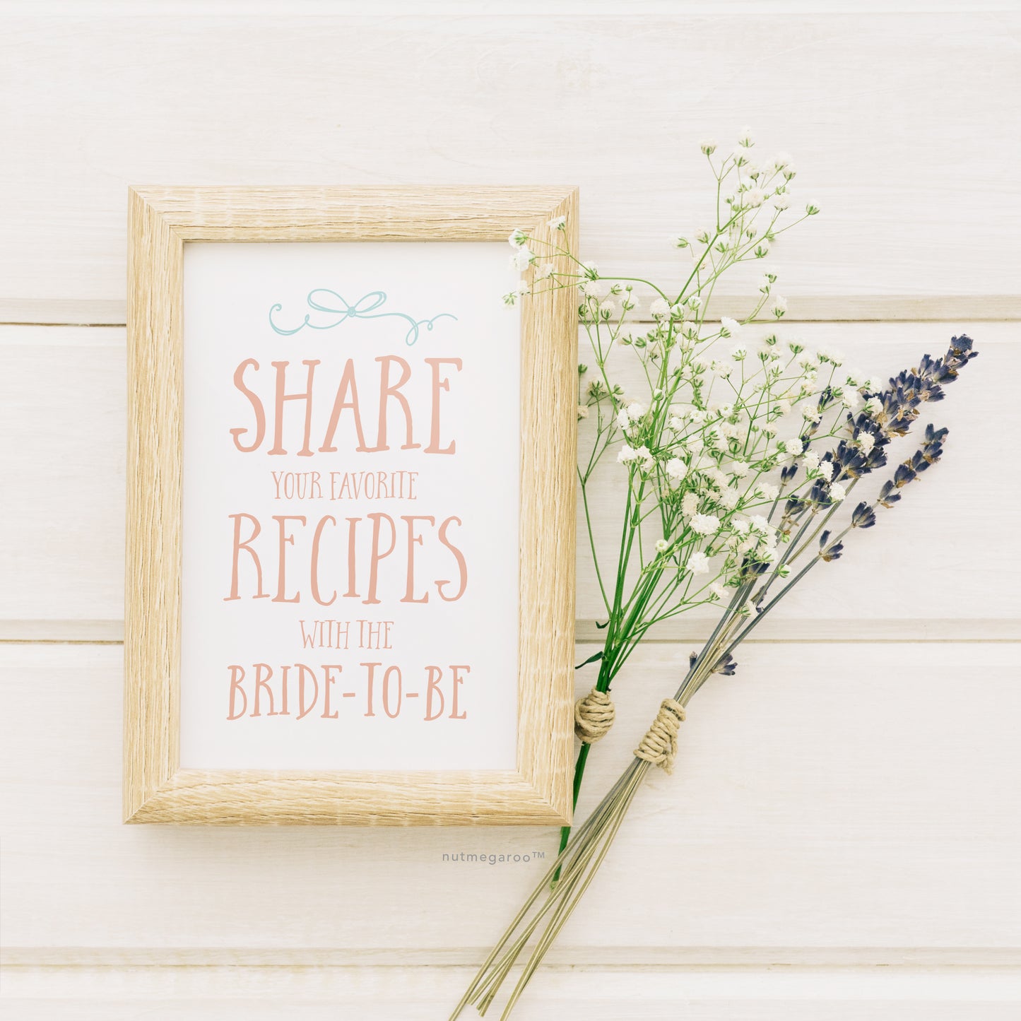 Bridal Shower Recipe Sign Printable in Pink and Blue