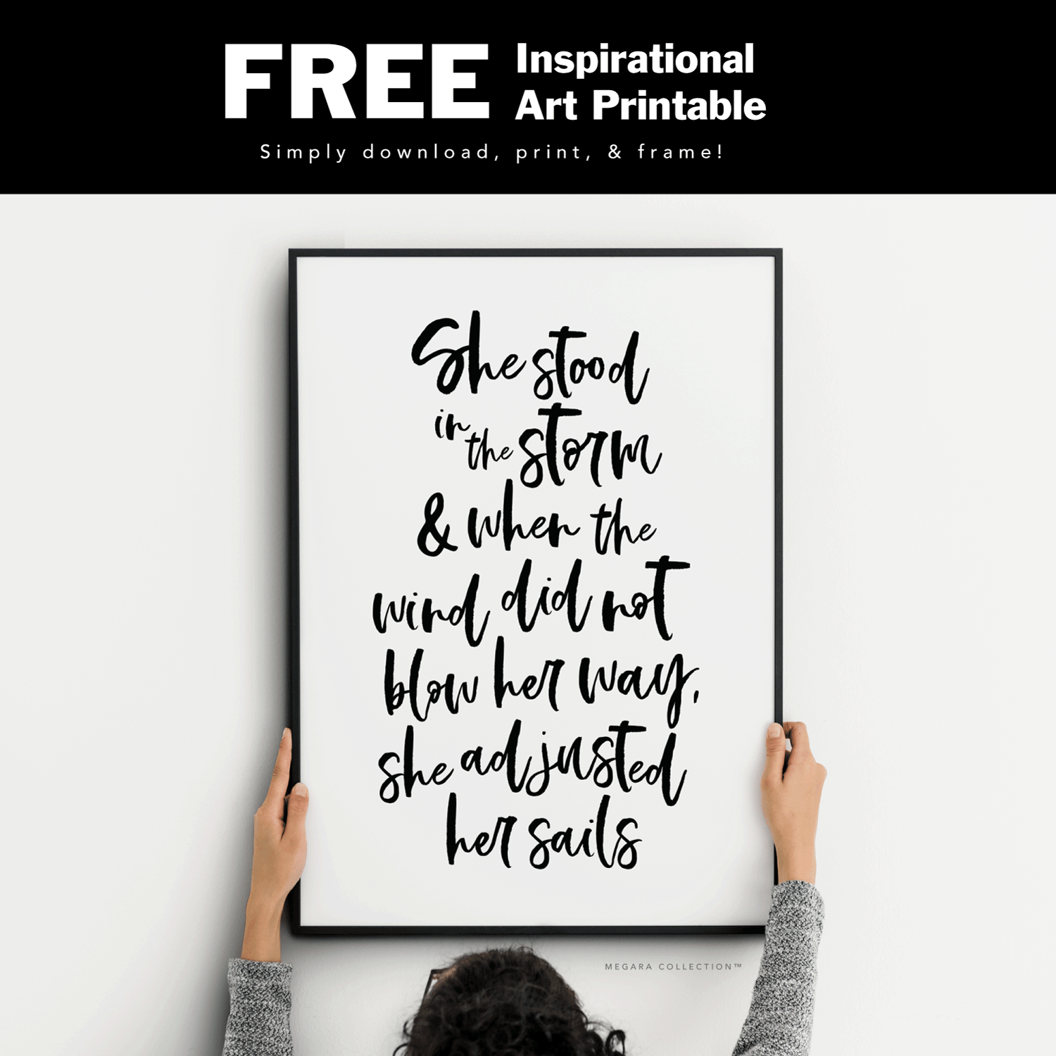 Free Inspirational Art Printable - She stood in the storm quote elizabeth edwards