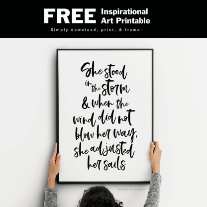 Free Inspirational Art Printable - She stood in the storm quote elizabeth edwards