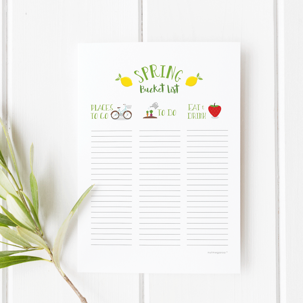 Spring Bucket List - Free PDF Printable