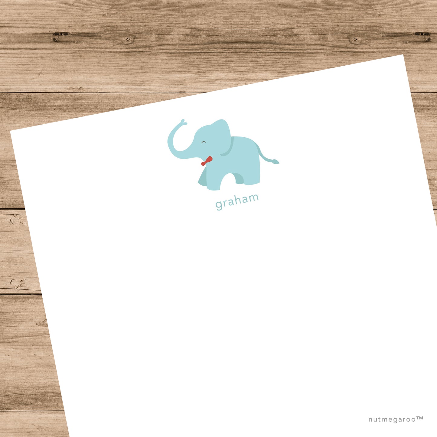 baby elephant stationery, boys stationery, personalized kids stationery