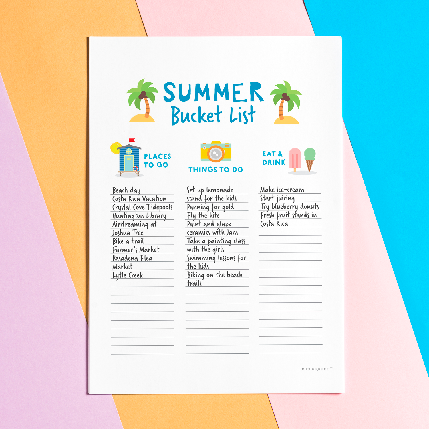 Free Summer Bucket List Printable