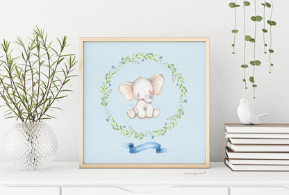 Elephant Nursery Art, Personalized Nursery Art, Nursery Name Art