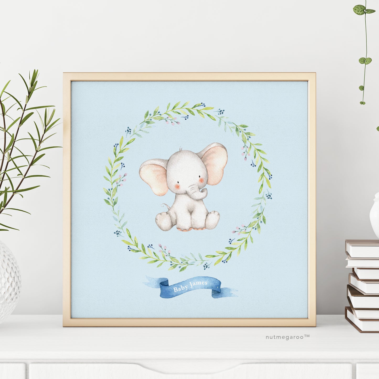 Elephant Nursery Art, Personalized Nursery Art, Nursery Name Art