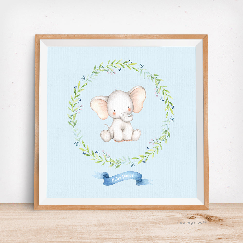 Elephant Nursery Art, Personalized Nursery Art, Nursery Name Art