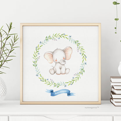 Elephant Nursery Art, Personalized Nursery Art, Name Art