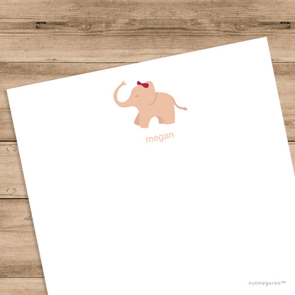 baby pink elephant stationery, girls stationery, printable stationery for kids