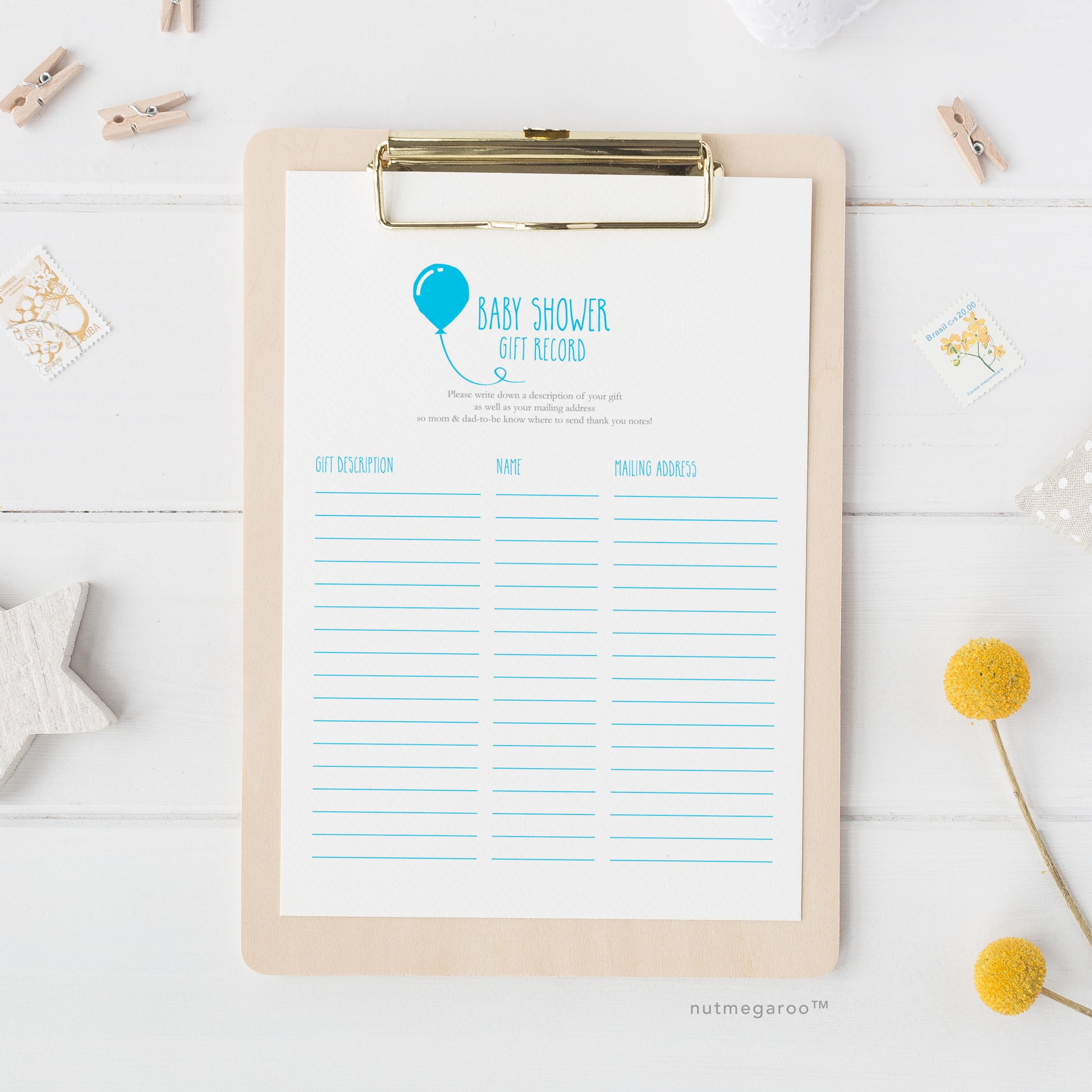 Baby Shower Gift Record Printable