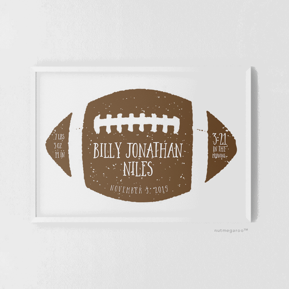 football personalized birth stats new baby gift art print