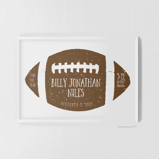 football personalized birth stats new baby gift art print