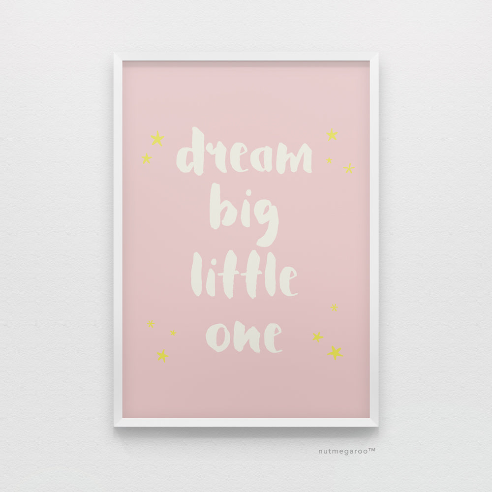 dream big little one pink nursery art printable, baby girl nursery art printable, dream big nursery art