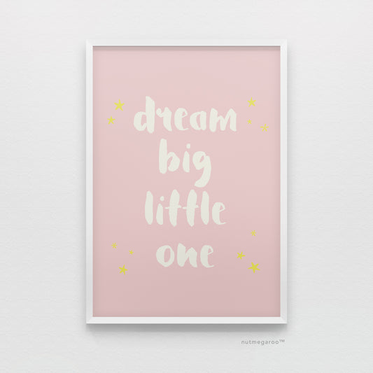 dream big little one pink nursery art printable, baby girl nursery art printable, dream big nursery art