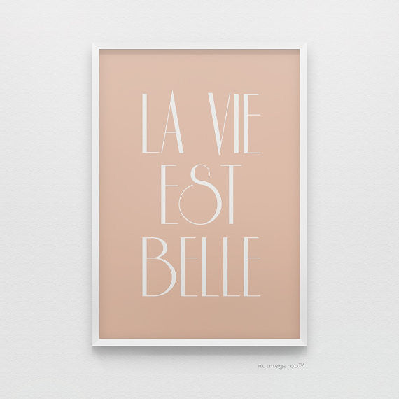La Vie Est Belle French art print in pink