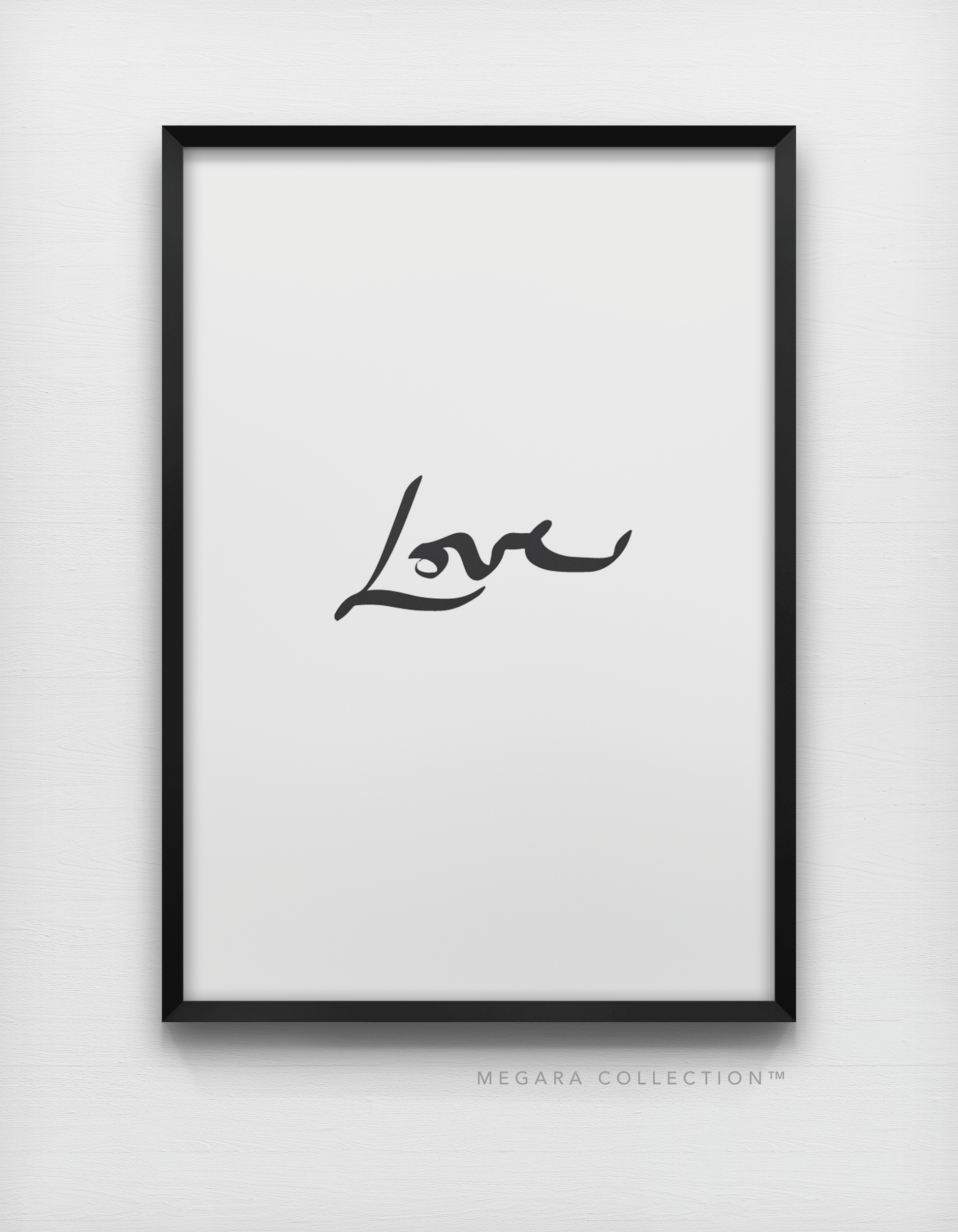 Handwritten Love in cursive wall art print poster artwork