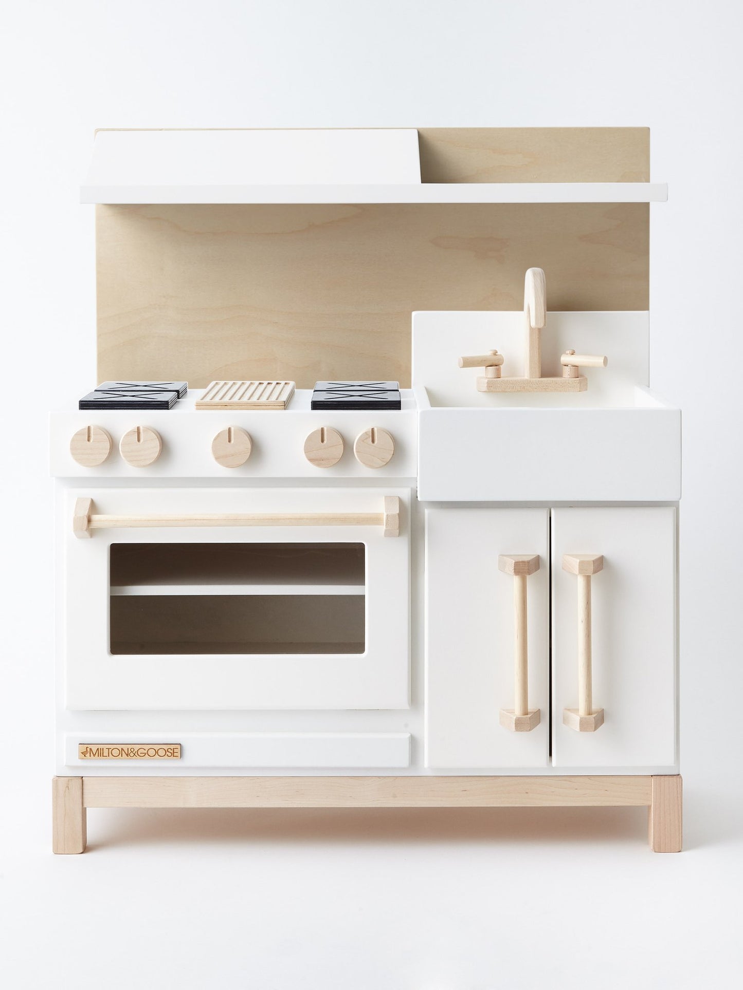 luxury wood play kitchen in white