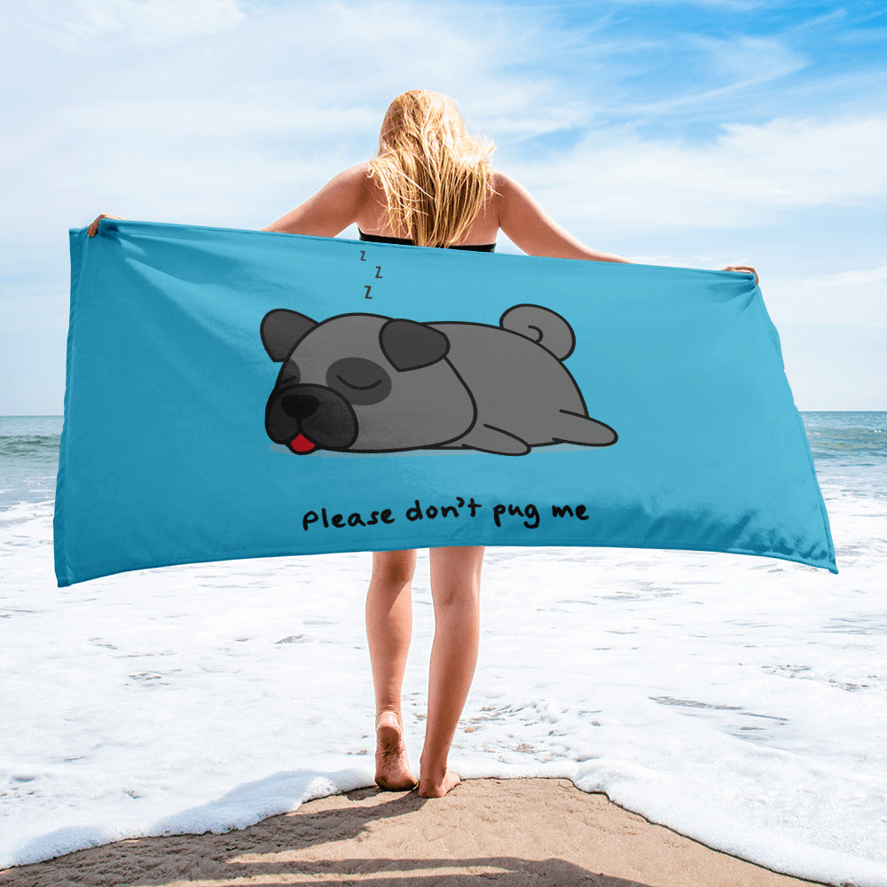 black pug beach towel