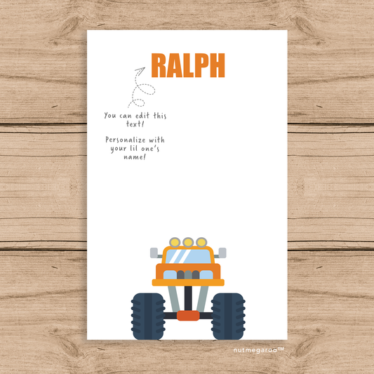 monster truck kids stationery boy