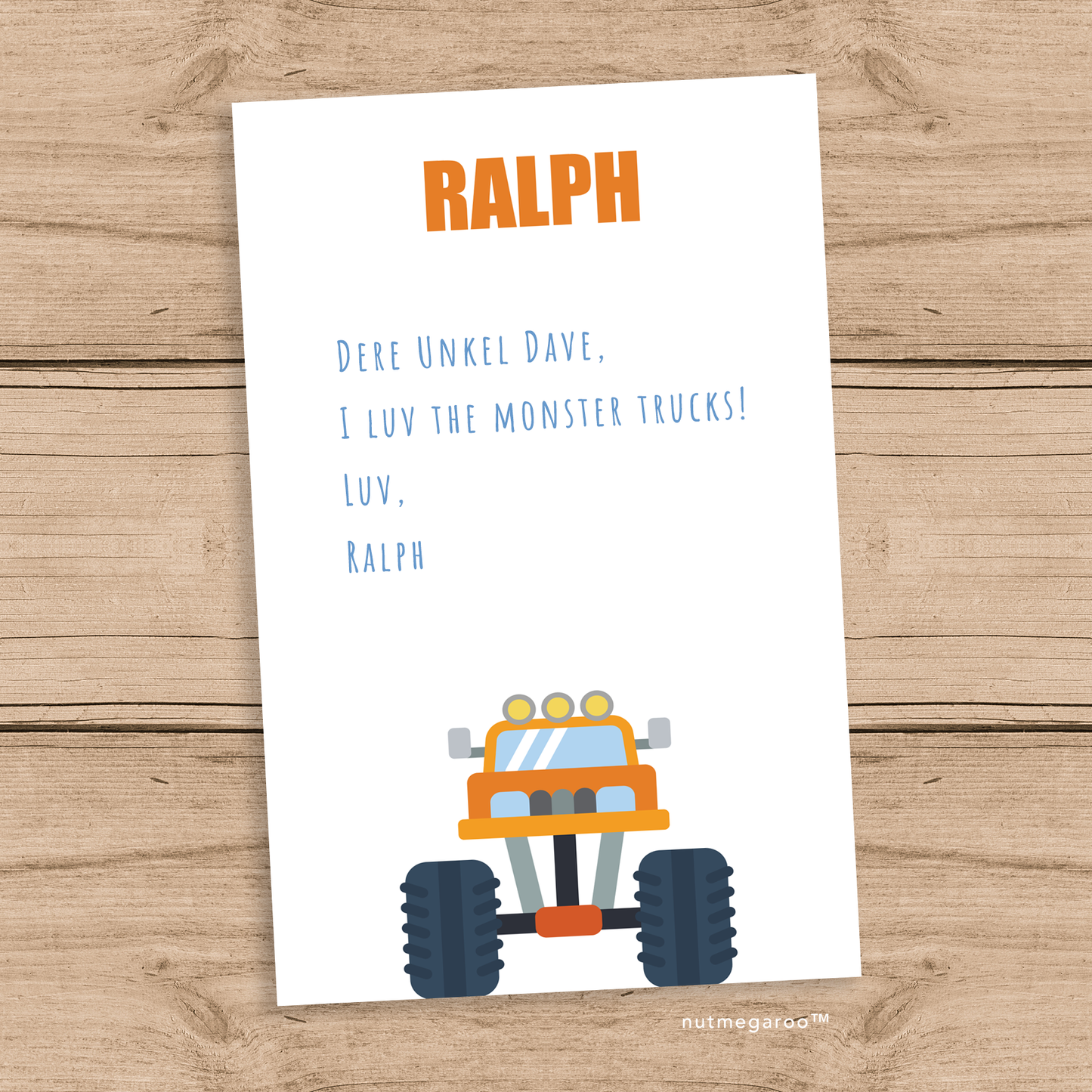 monster truck thank you notes