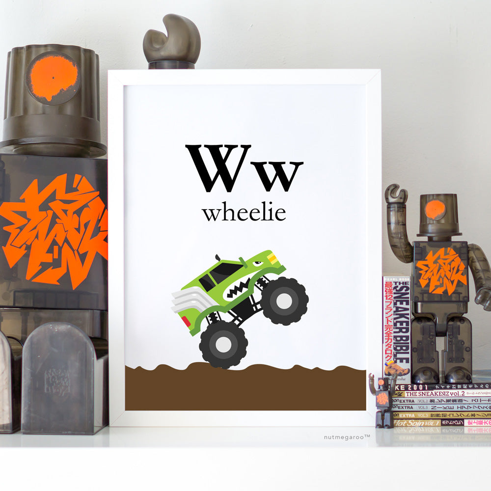 Monster Truck Wheelie Printable Artwork Art