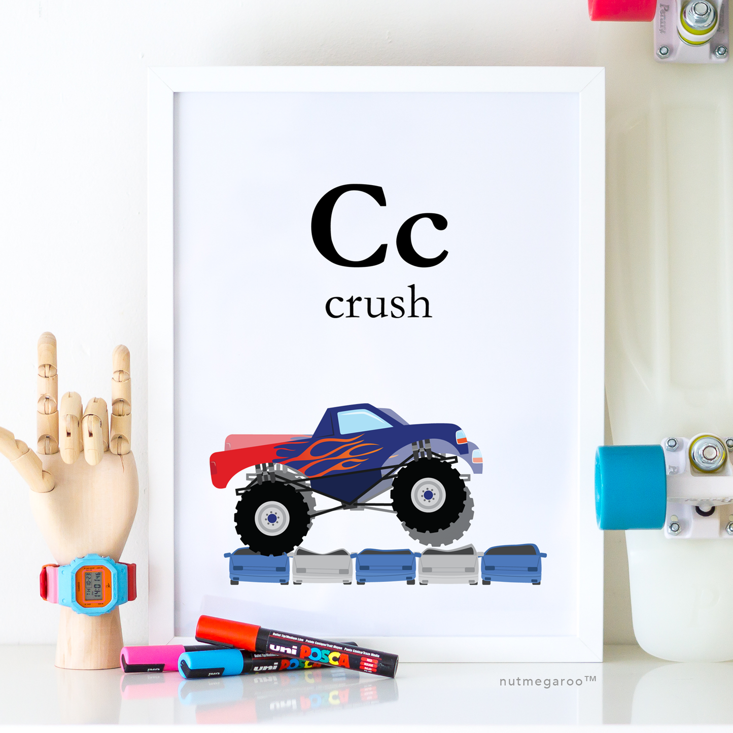 monster truck printable art, monster truck birthday party sign, monster truck artwork