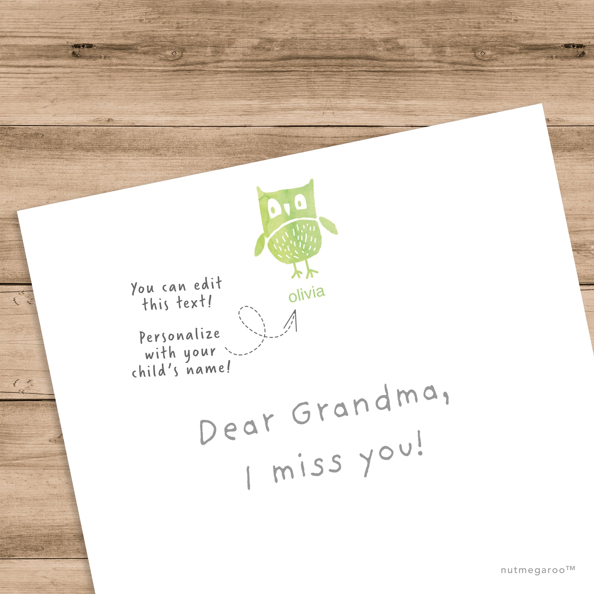 Green Owl Stationery, Kids Stationery, printable stationery, personalized stationery