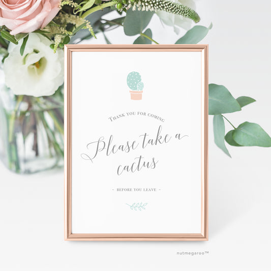 Please take a cactus favor sign - Printable Favor Sign