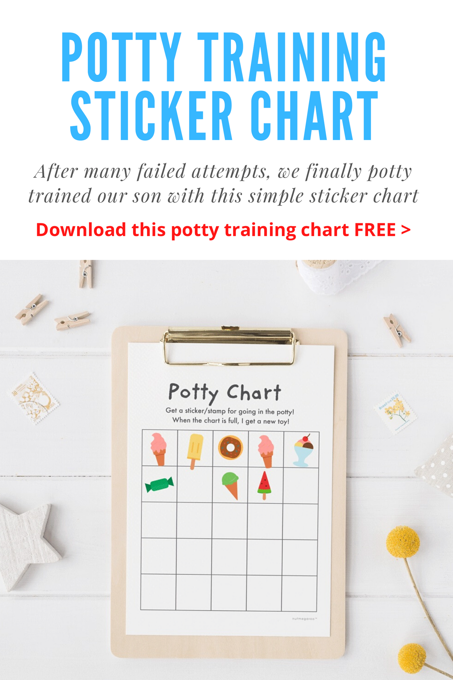 Potty Training Sticker Chart Method - Free Printable