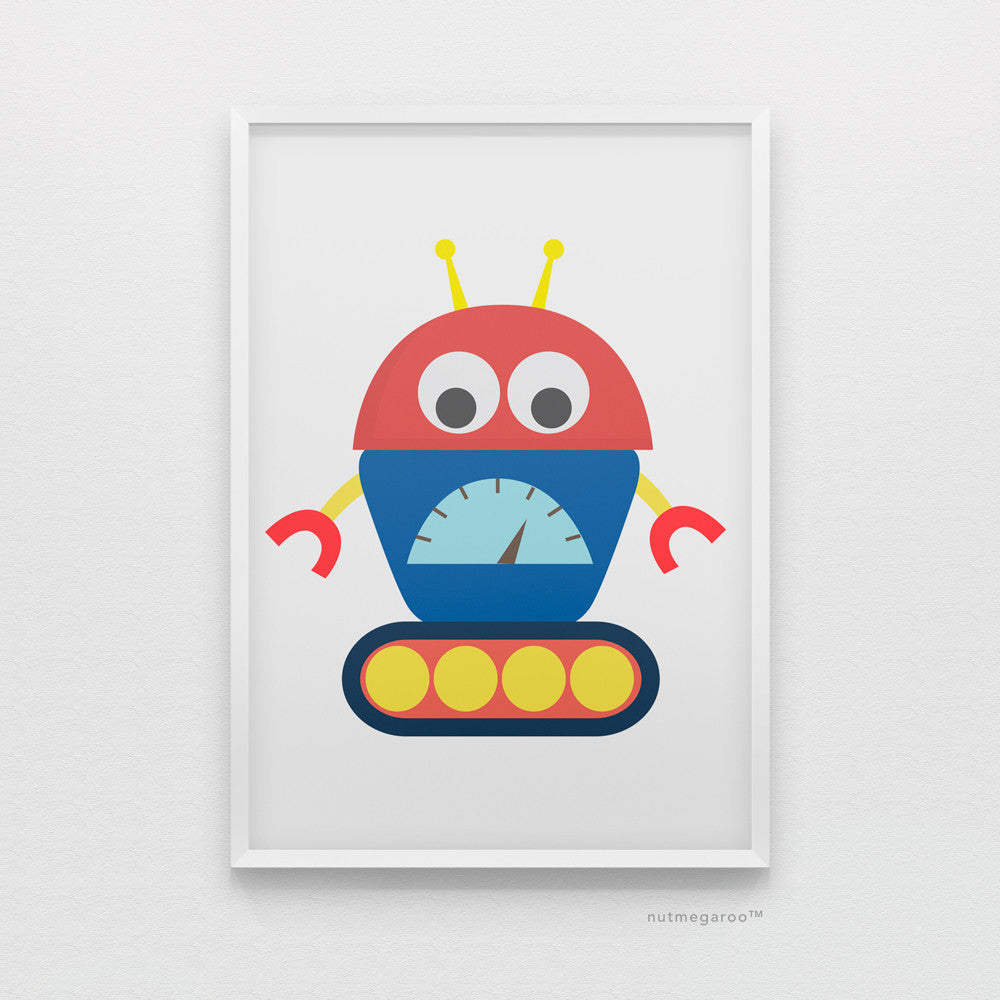 baby robot art print for boys bedroom