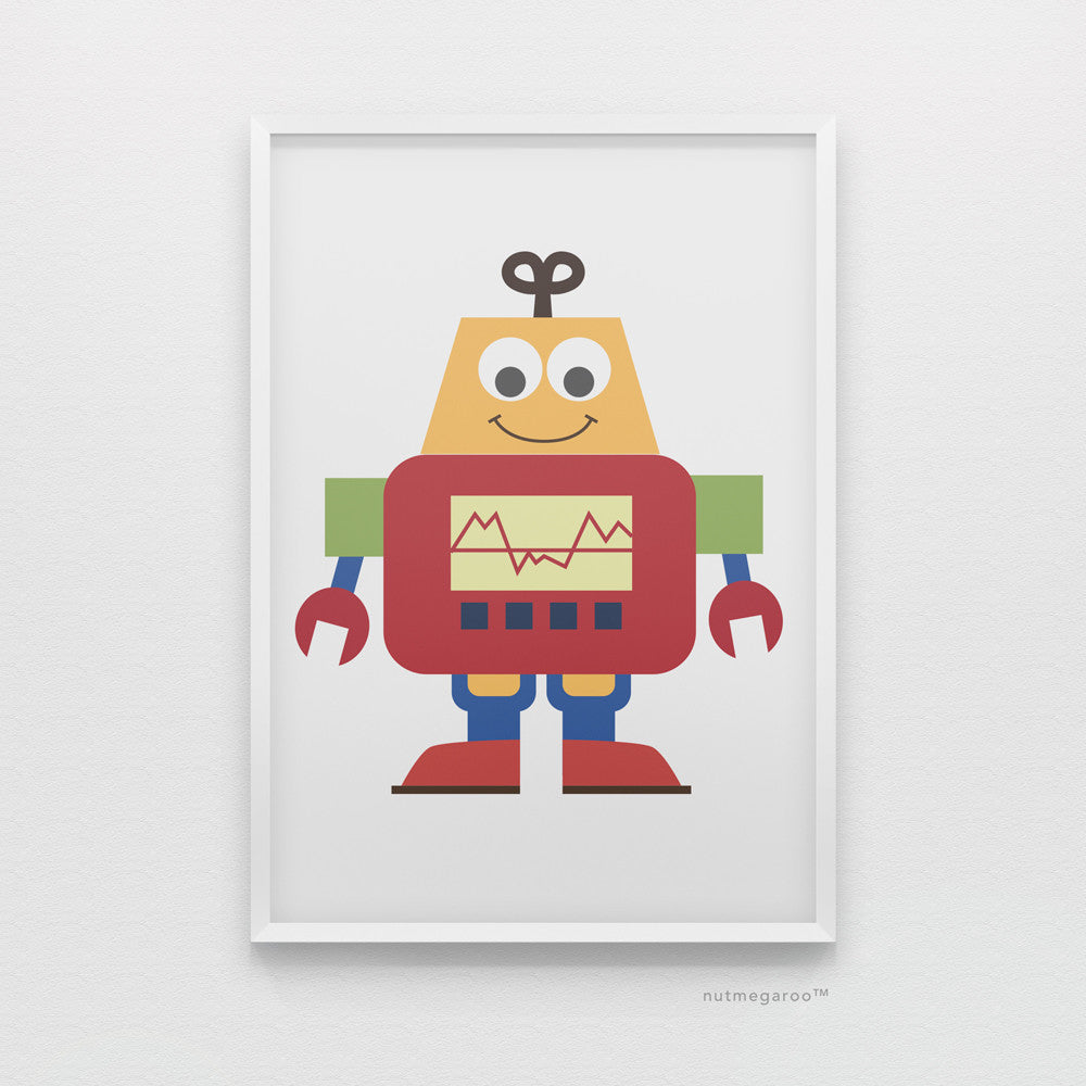 baby robot art print for boys bedroom