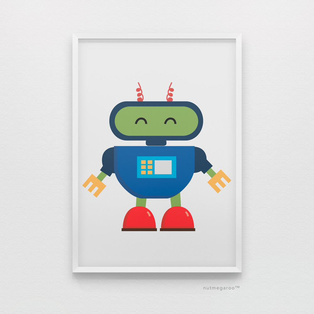 baby robot art print for boys bedroom