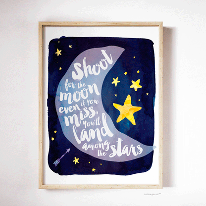 shoot for the moon nursery art print for boys