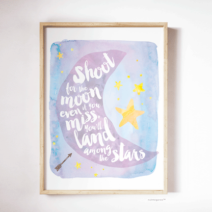 shoot for the moon baby girl nursery art print